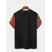 Mens Geometric   Smile Face Print Patchwork Short Sleeve T  Shirts