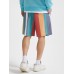 Men Colorful Striped Holiday Loose Drawstring Shorts With Pocket