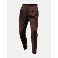 Men Solid Color Pleated Button Side Pockets Ankle Length Business Pants