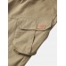 Men Solid Color Utility Pocket Street Elastic Waist Casual Cargo Pants