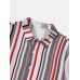 Mens Multicolor Striped Print Short Sleeve Lapel Shirts